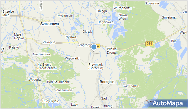 mapa Borzęcin Dolny, Borzęcin Dolny na mapie Targeo